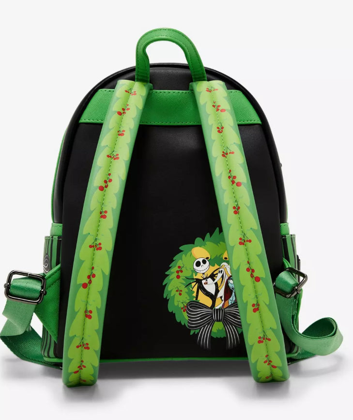 Loungefly Disney The Nightmare Before Christmas Jack Skellington Wreath Glow-in-the-Dark Light-Up Mini Backpack