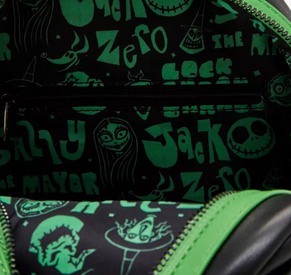 Loungefly Disney The Nightmare Before Christmas Jack Skellington Wreath Glow-in-the-Dark Light-Up Mini Backpack