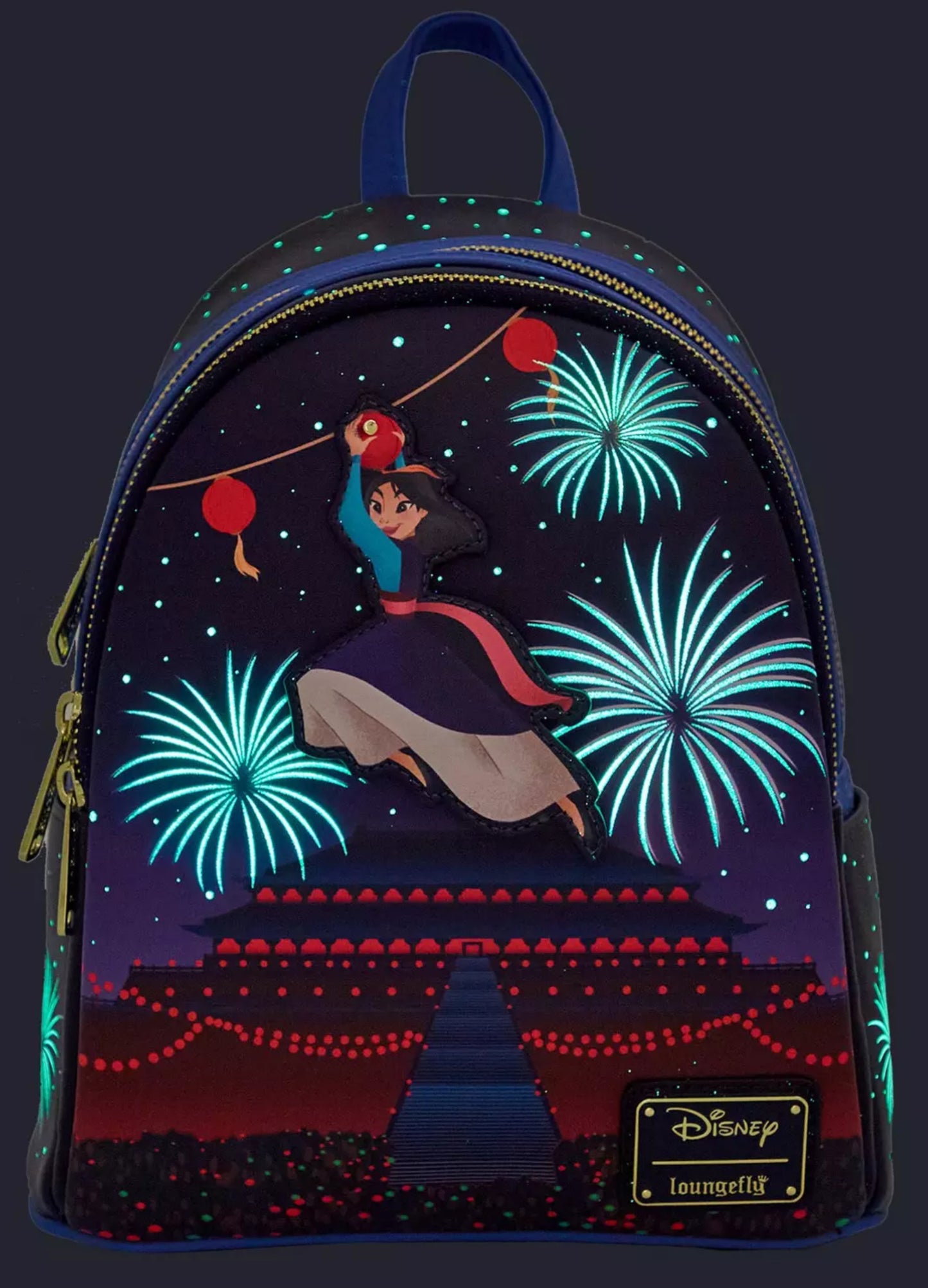 Loungefly Disney Mulan Fireworks Glow-in-the-Dark Mini Backpack
