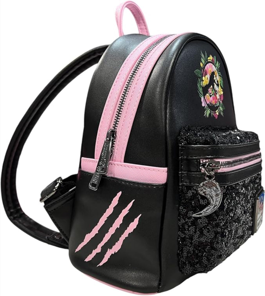 Loungefly Jurassic Park Sequin Pink Floral Mini Backpack