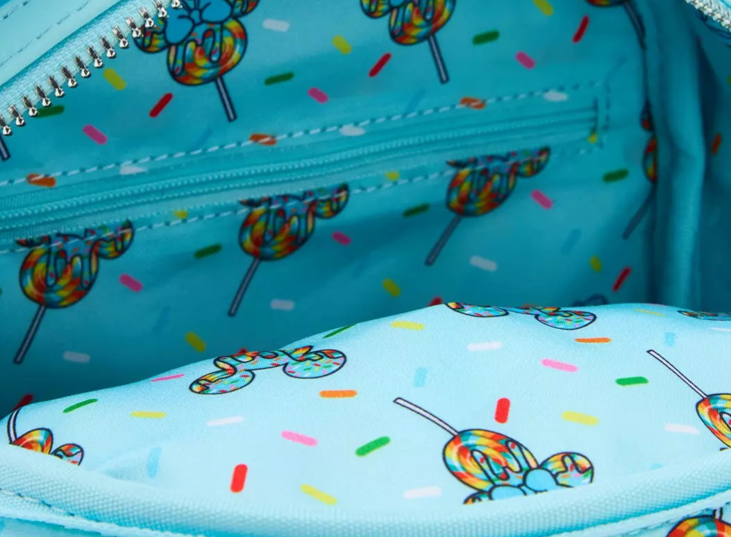 Loungefly Disney Minnie Mouse Lollipop Blue Sprinkle Ears Mini Backpack