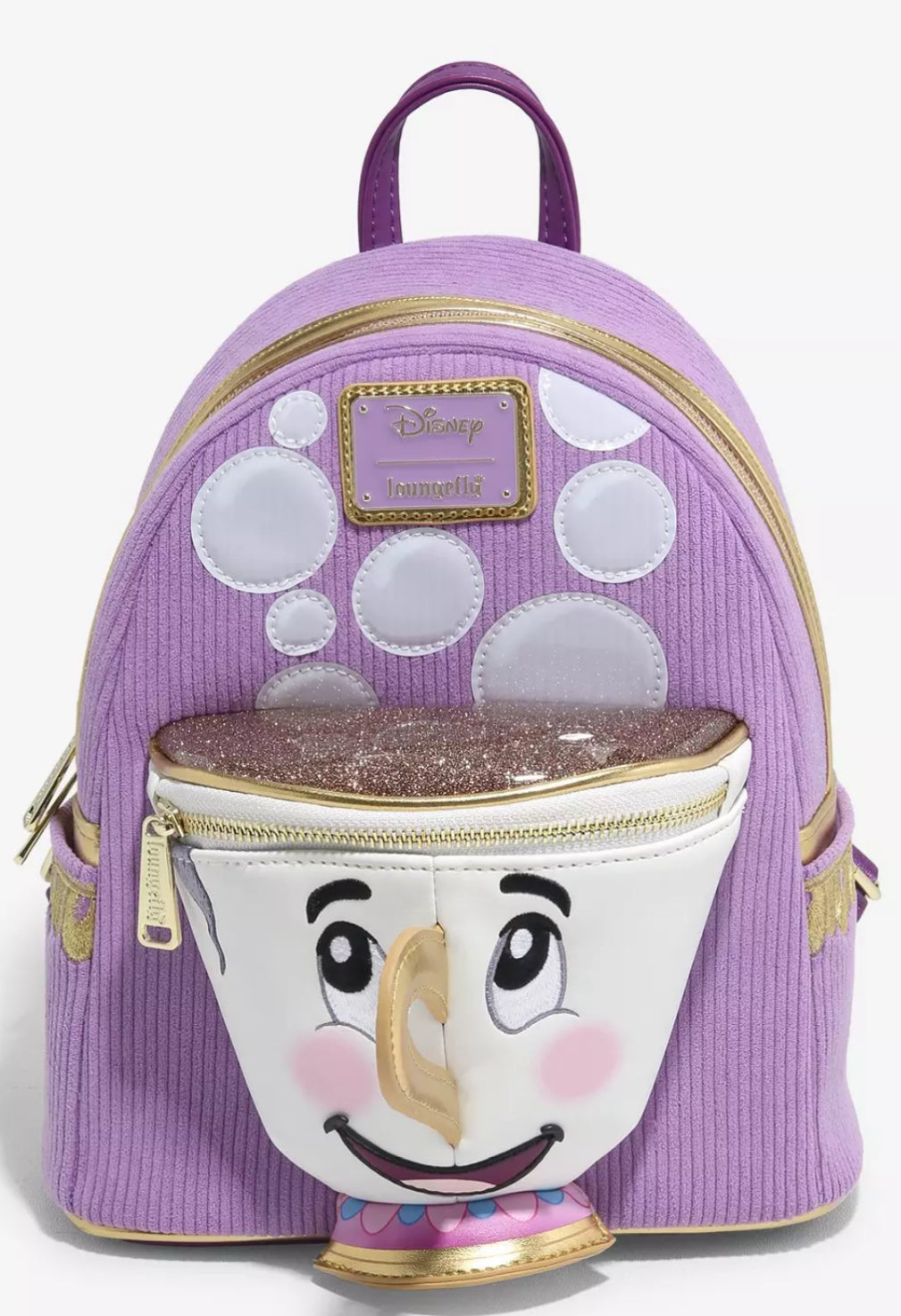 Loungefly Disney Beauty and the Beast Chip Figural Corduroy Mini Backpack