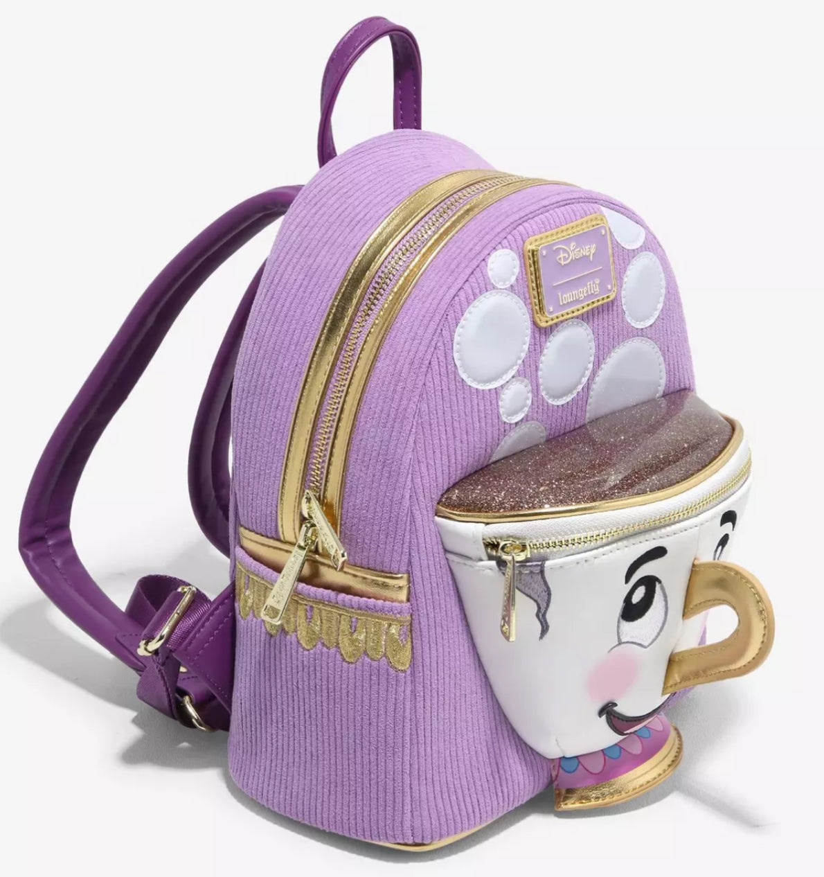 Loungefly Disney Beauty and the Beast Chip Figural Corduroy Mini Backpack
