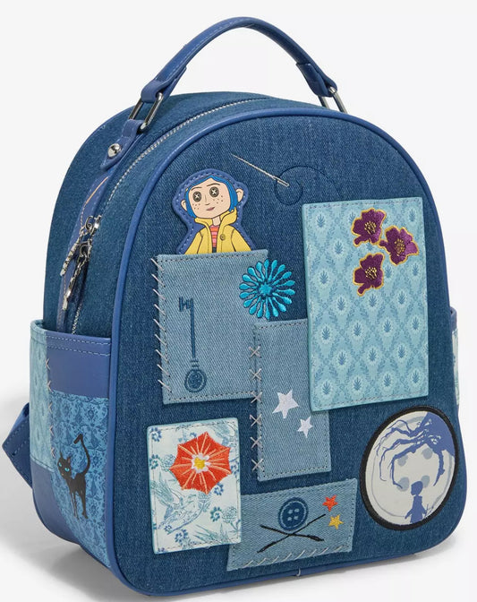 Coraline Patchwork Denim Mini Backpack