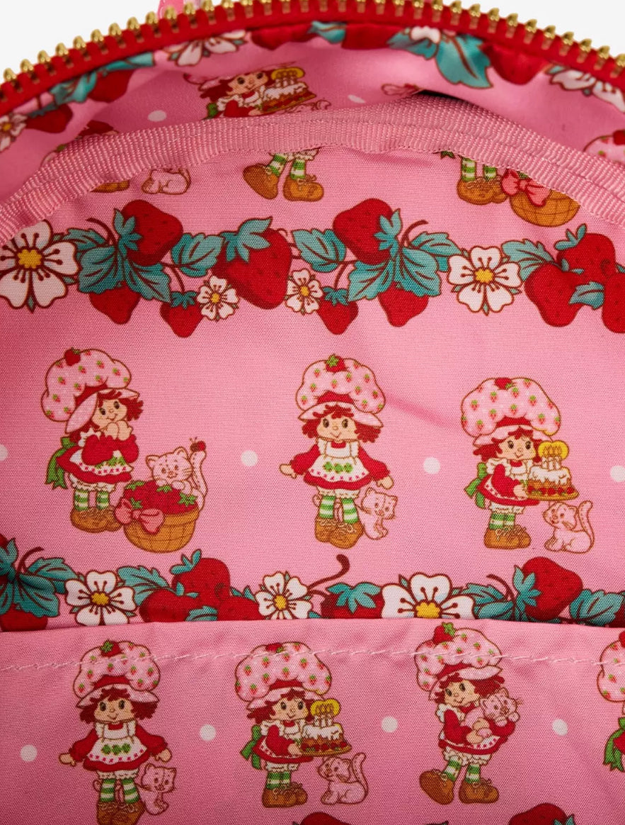 Loungefly Strawberry Shortcake Denim Gingham Mini Backpack