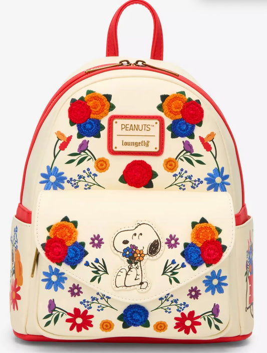 Loungefly Peanuts Floral Snoopy Mini Backpack