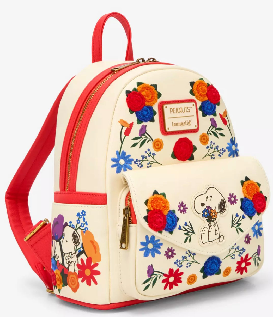 Loungefly Peanuts Floral Snoopy Mini Backpack
