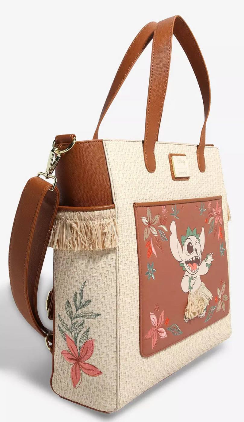 Loungefly Disney Lilo & Stitch Hula Stitch Floral Convertible Tote Bag