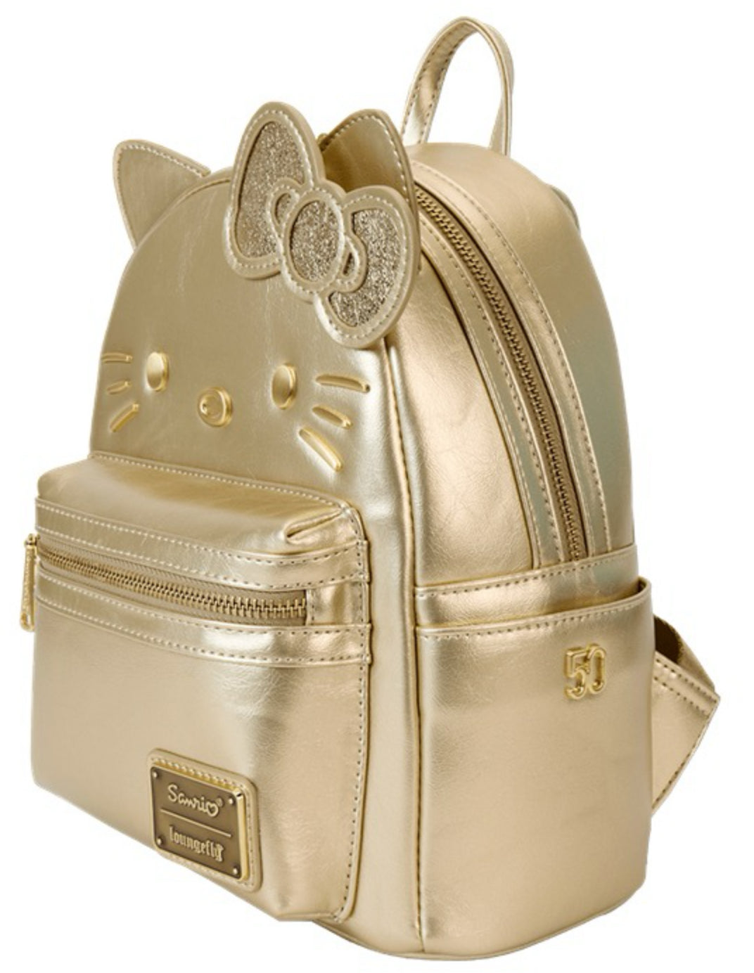Loungefly Sanrio Hello Kitty 50th Anniversary Gold Mini Backpack Limited Edition