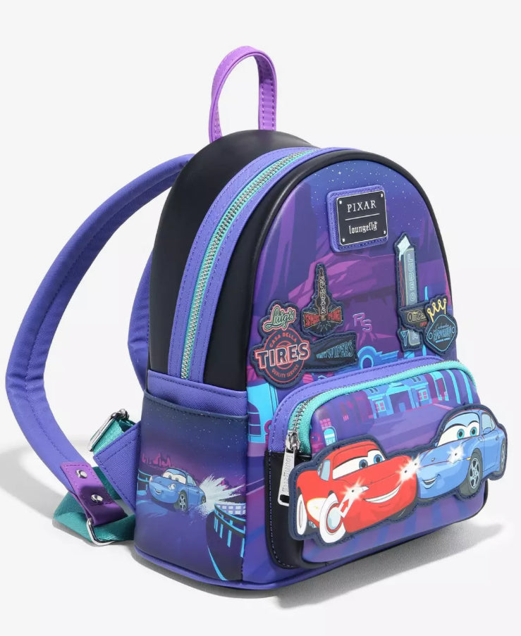 Loungefly Disney Pixar Cars Lightning McQueen & Sally Nighttime Light-Up Mini Backpack