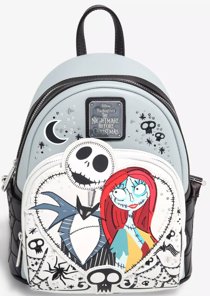 Loungefly Disney The Nightmare Before Christmas Jack & Sally Heart Mini Backpack