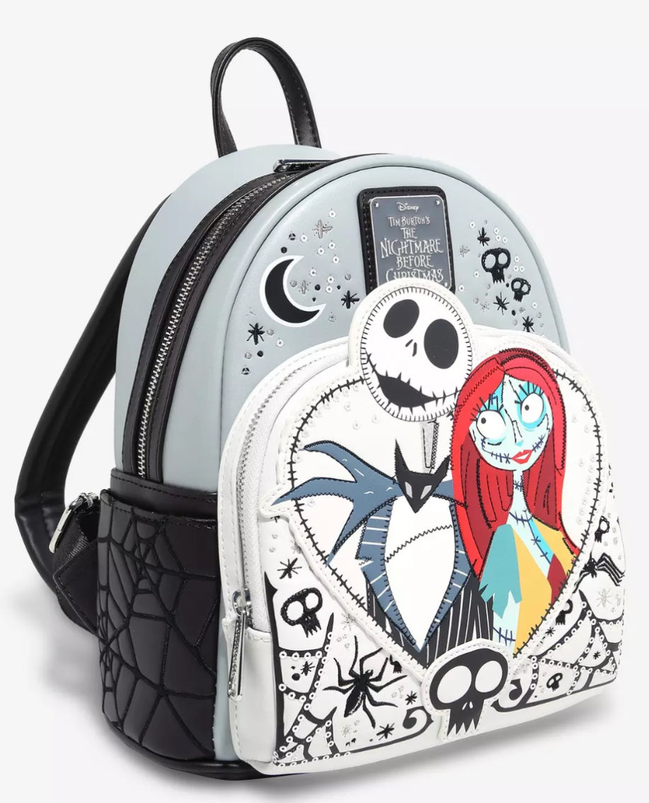 Loungefly Disney The Nightmare Before Christmas Jack & Sally Heart Mini Backpack