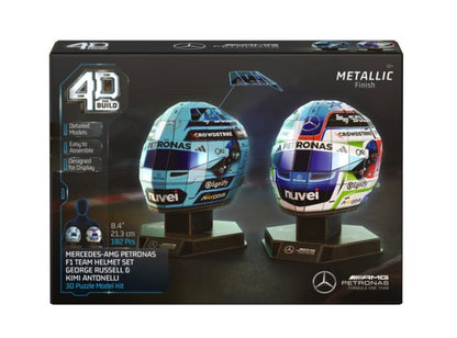 4D Build, Mercedes-AMG F1 Helmet Set 3D Puzzle Model Kit with Stands, Russell & Antonelli