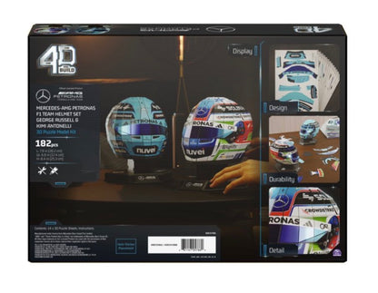 4D Build, Mercedes-AMG F1 Helmet Set 3D Puzzle Model Kit with Stands, Russell & Antonelli