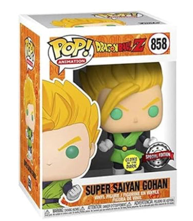 Funko Pop! Dragon Ball Z #858Super Saiyan Gohan Glow in the Dark Vinyl Figure Entertainment Earth Exclusive