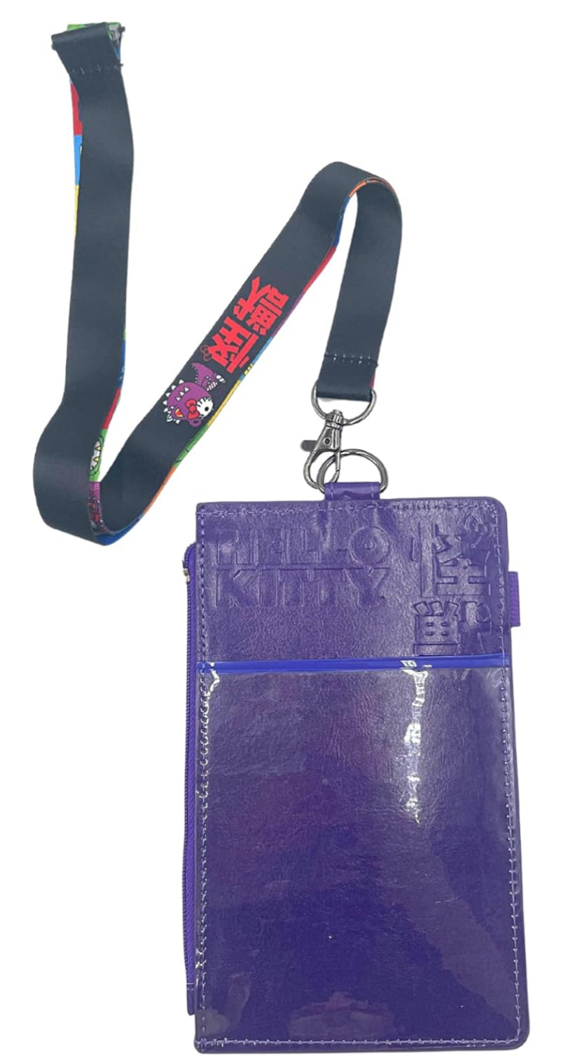 Hello Kitty Lanyard with Passport Holder, Clear ID Card Slot, Coin Zipper Pouch and Detachable Neck Strap