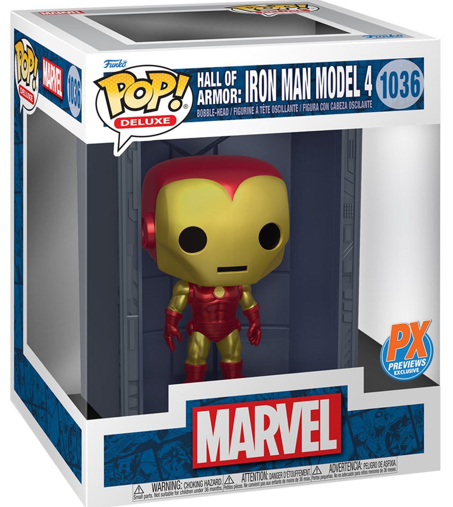 Funko Pop! Marvel Iron Man Hall of Armor #1036 Iron Man Model 4 Deluxe Vinyl Figure -Previews Exclusive