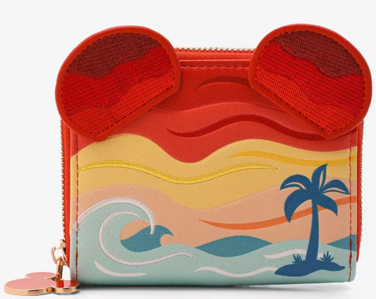 Our Universe Disney Mickey Mouse Sunset Beach Small Zip Wallet