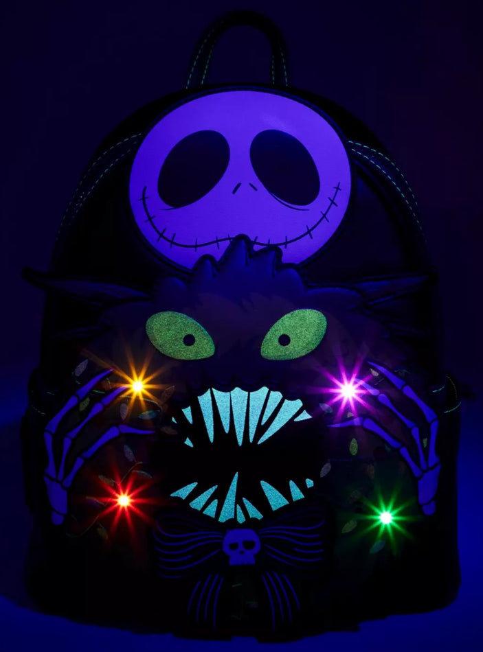 Loungefly Disney The Nightmare Before Christmas Jack Skellington Wreath Glow-in-the-Dark Light-Up Mini Backpack