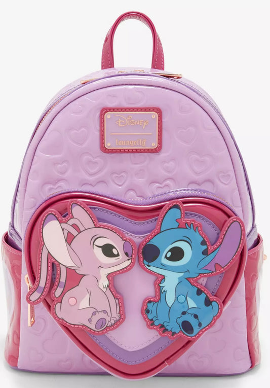 Loungefly Disney Lilo & Stitch Angel & Stitch Heart Moving Mini Backpack