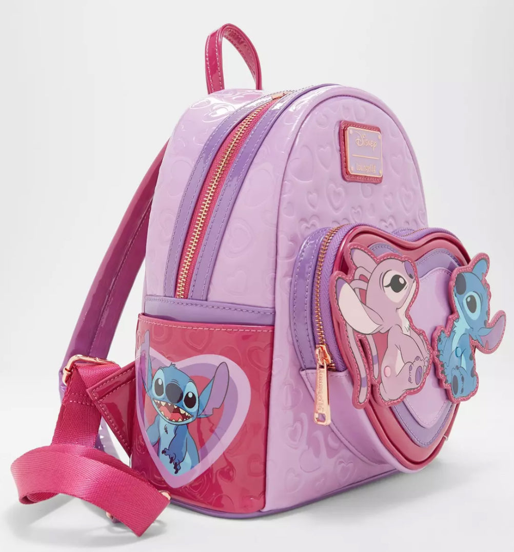 Loungefly Disney Lilo & Stitch Angel & Stitch Heart Moving Mini Backpack