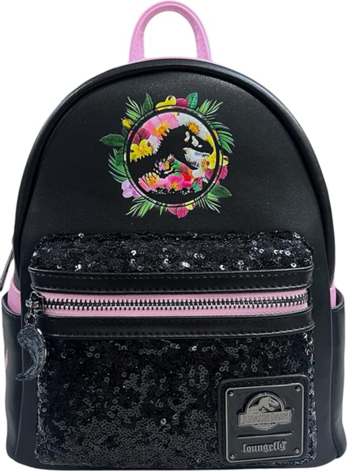 Loungefly Jurassic Park Sequin Pink Floral Mini Backpack