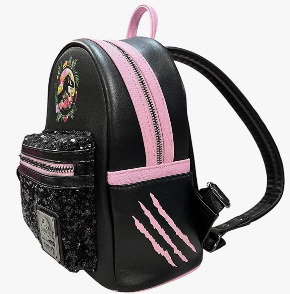 Loungefly Jurassic Park Sequin Pink Floral Mini Backpack