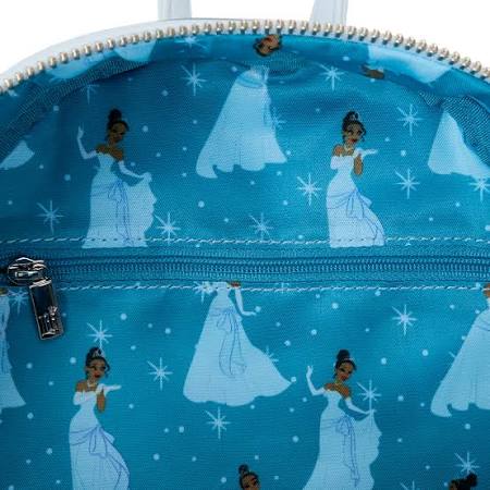 Loungefly The Princess and the Frog Tiana Blue Gown Glitter Cosplay Mini Backpack