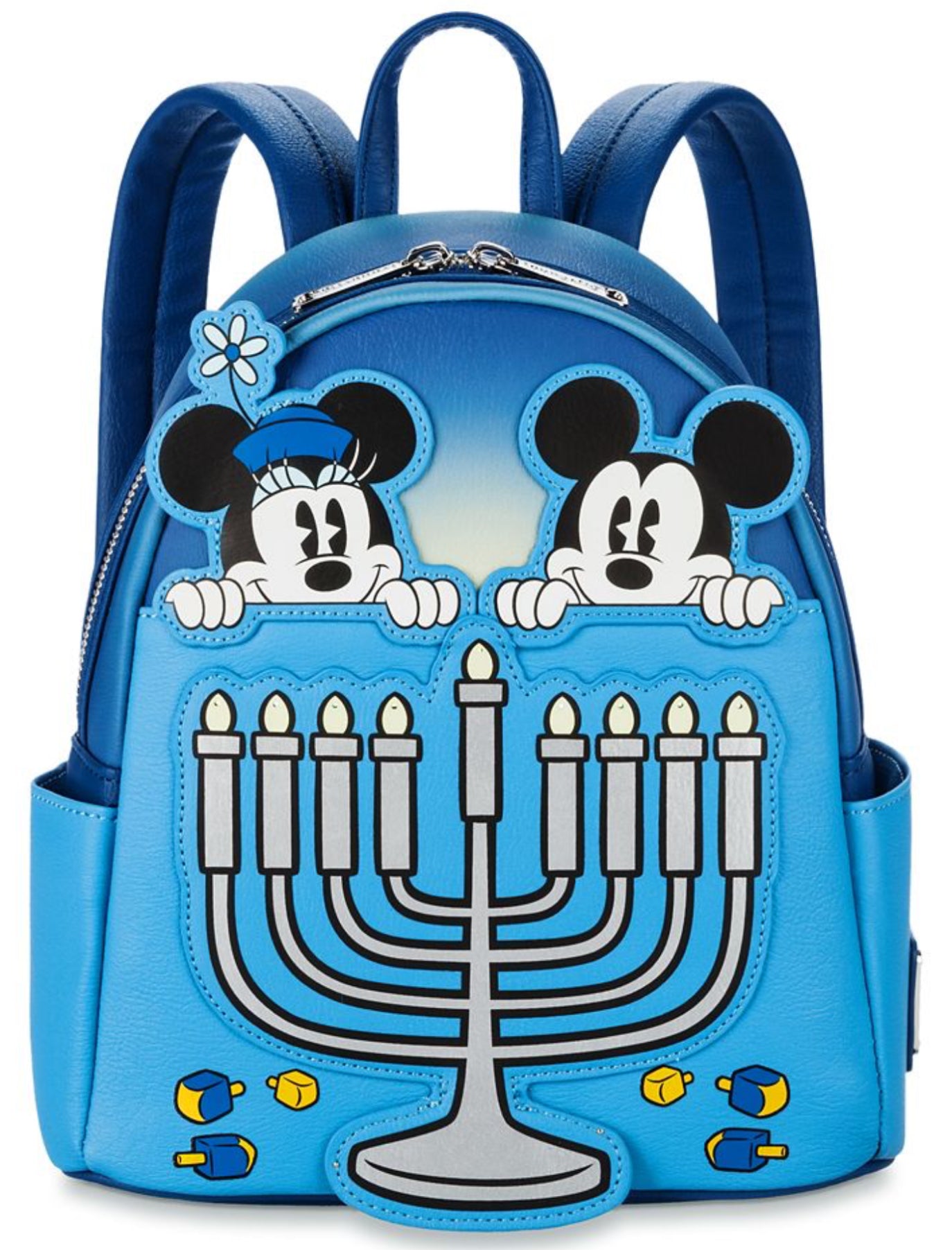 Disney Mickey and Minnie Mouse Hanukkah Light-Up Loungefly Mini Backpack & Disney Ears Bundle