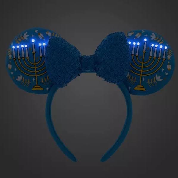 Disney Mickey and Minnie Mouse Hanukkah Light-Up Loungefly Mini Backpack & Disney Ears Bundle