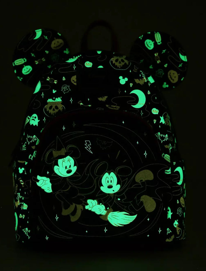 Loungefly Disney Mickey & Minnie Halloween Ears Glow-in-the-Dark Mini Backpack