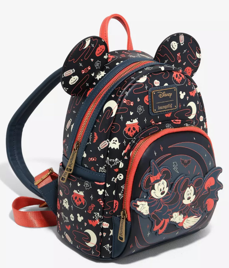 Loungefly Disney Mickey & Minnie Halloween Ears Glow-in-the-Dark Mini Backpack