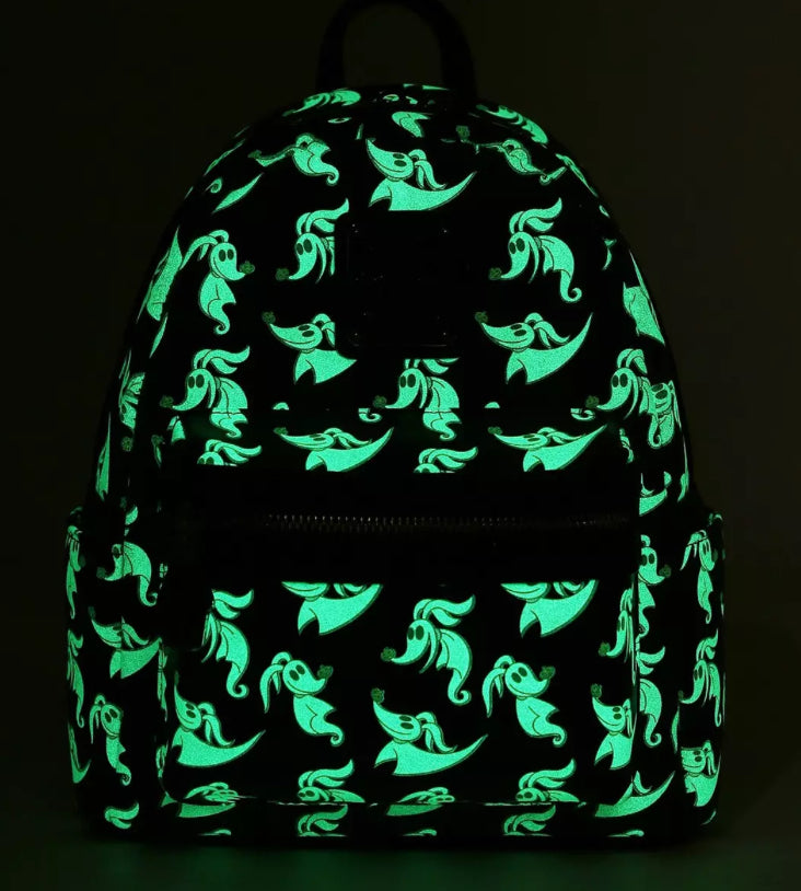 Loungefly Disney The Nightmare Before Christmas Zero Allover Print Glow-in-the-Dark Mini Backpack