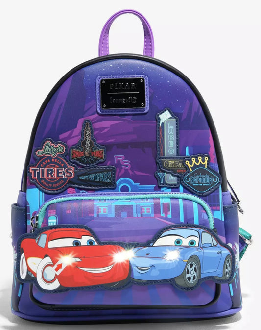 Loungefly Disney Pixar Cars Lightning McQueen & Sally Nighttime Light-Up Mini Backpack