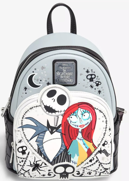Loungefly Disney The Nightmare Before Christmas Jack & Sally Heart Mini Backpack