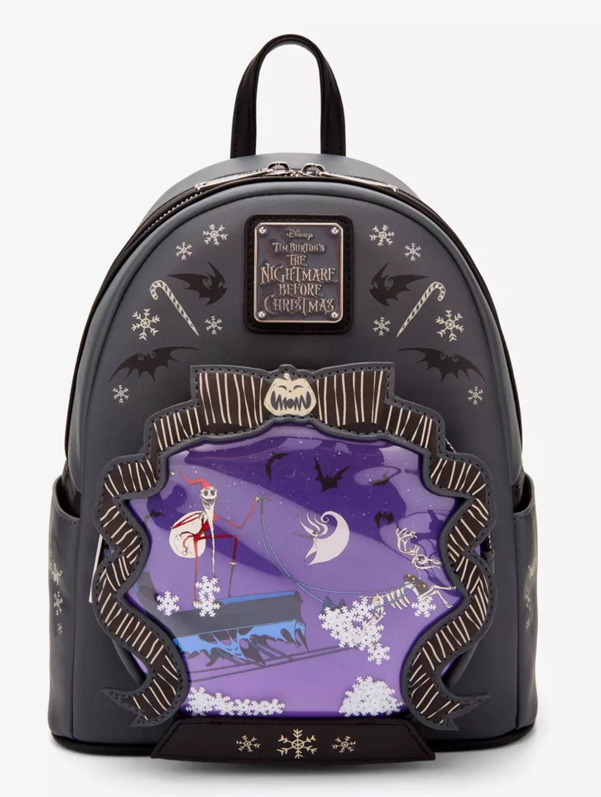 Loungefly Disney The Nightmare Before Christmas Sleigh Ride Snow Globe Glow-in-the-Dark Mini Backpack