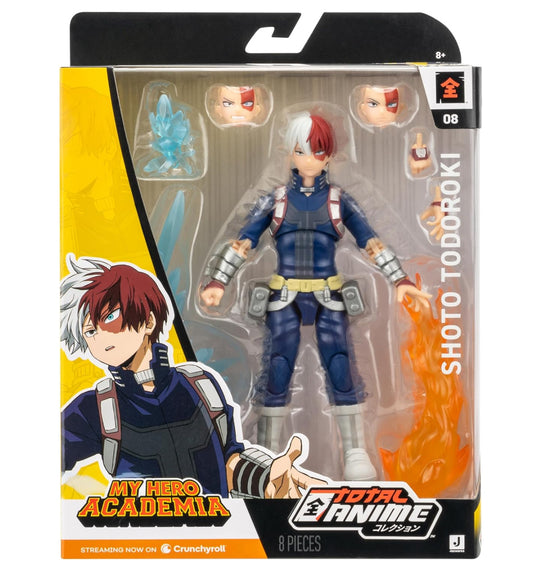 Total Anime Shoto Todoroki 6.5 Inch Figure with Swappable Faceplates, Alternate Hands, and Fire and Ice Effects