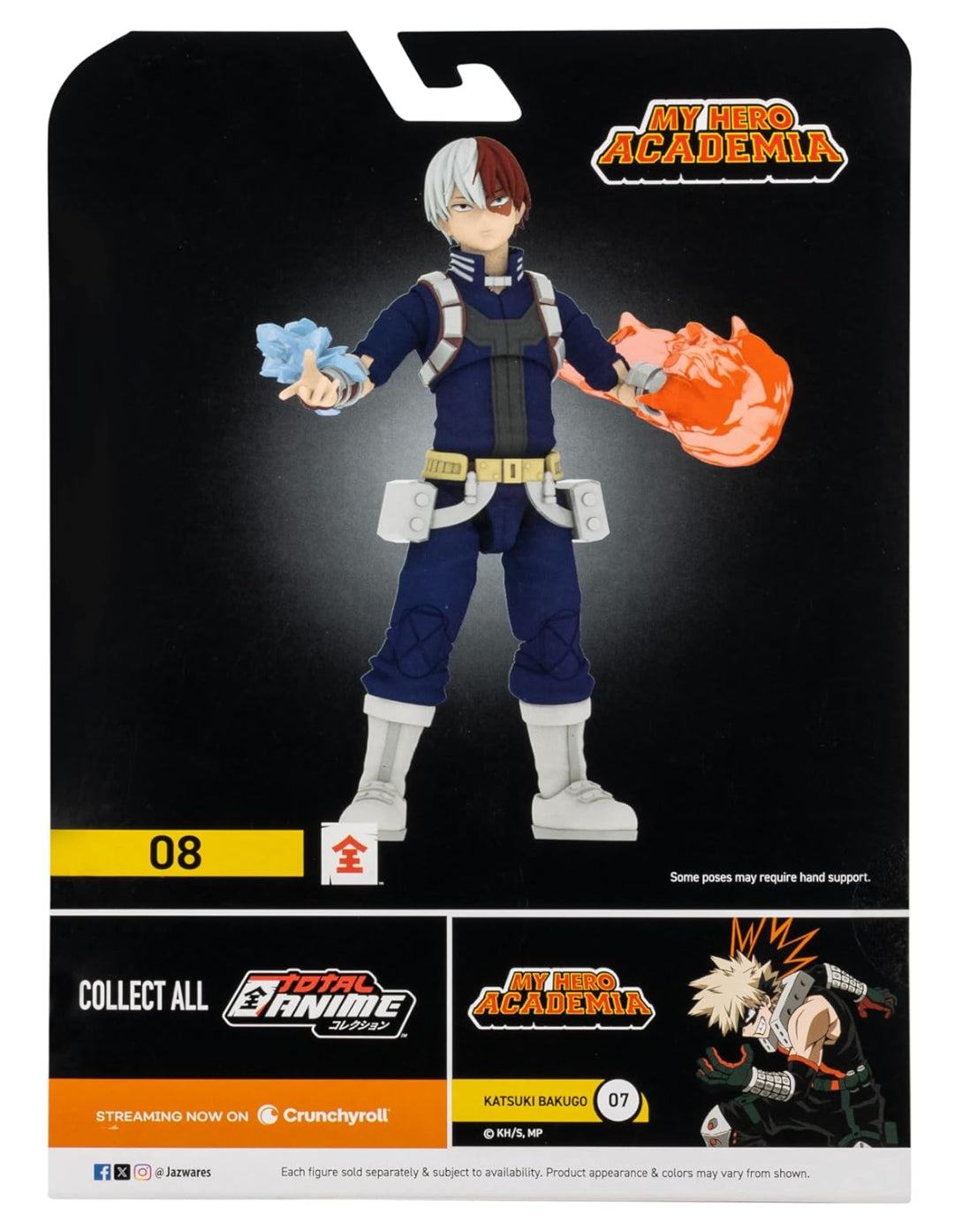 Total Anime Shoto Todoroki 6.5 Inch Figure with Swappable Faceplates, Alternate Hands, and Fire and Ice Effects