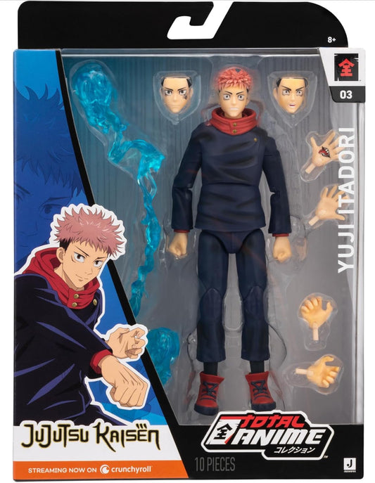 Total Anime Yuji Itadori - 6.5-Inch Scale Figure with Swappable Faceplates, Alternate Hands, and Energy Effects