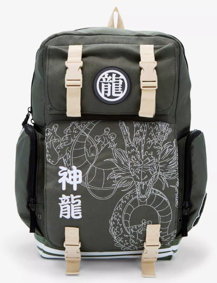 Dragon Ball Z Shenron Tonal Embroidered Multi Pocket Backpack