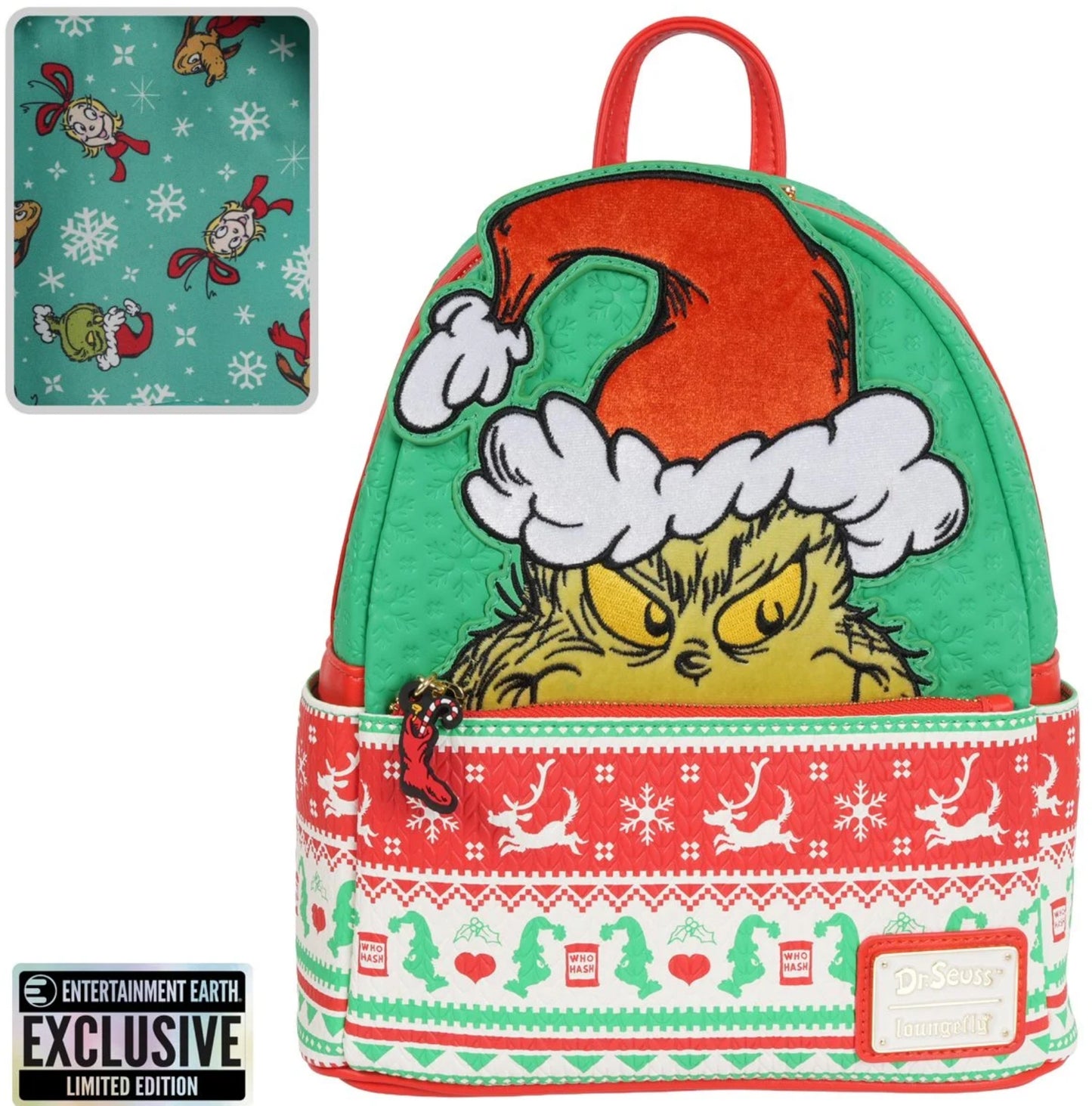 How the Grinch Stole Christmas Grinch Christmas Sweater Mini-Backpack - Entertainment Earth Exclusive